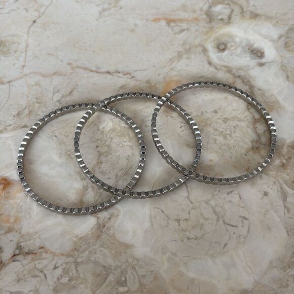 Set of 3 Steel Fancy Cut Bangle Bracelets - Picture 3 of 5